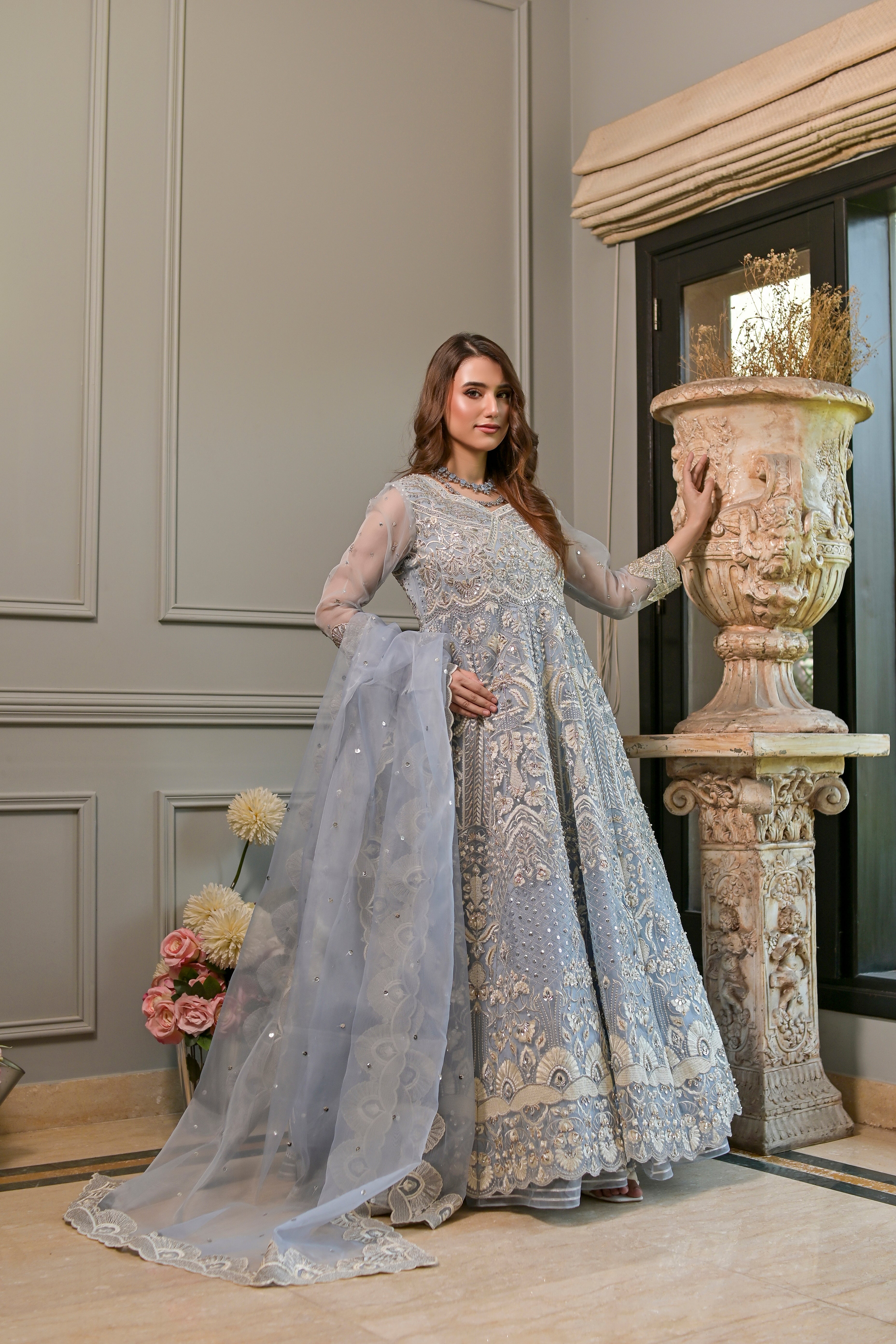For Wedding Pakistani Long Dresses Party Wear Maria B Pakistani Wedding Maxi Dress: Embroidered Silk Party For Wedding Pakistani Long Dresses Party Wear Maria B Pakistani Wedding Maxi Dress: Embroidered Silk Party
